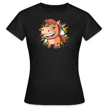 Pferde Ponyhof - Frauen T-Shirt - Schwarz - Vorne - AI Model Female 172 dark (172cm)