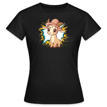 Cornes de chèvre - T-shirt Femme - noir - Devant - AI Model Female 172 dark (172cm)