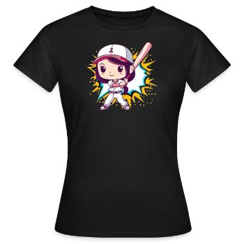 Baseball Batte de baseball Gant de baseball - T-shirt Femme - noir - Devant - AI Model Female 172 dark (172cm)
