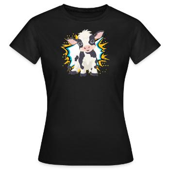 Vache Ferme Animal - T-shirt Femme - noir - Devant - AI Model Female 172 dark (172cm)