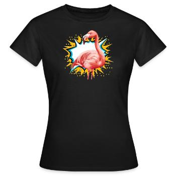 Flamingo Flamenco Exotique - T-shirt Femme - noir - Devant - AI Model Female 172 dark (172cm)