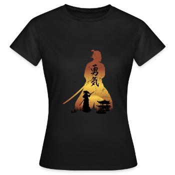 Samurai - Mut - Frauen T-Shirt - Schwarz - Vorne - AI Model Female 172 dark (172cm)