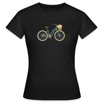 Bicycle Flowers Retro Women T-Shirt - Women's T-Shirt - black - Front - AI Model Female 172 dark (172cm)