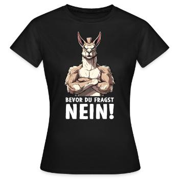 Alpaga Lama Andes Amérique du Sud Avant de demander Non - T-shirt Femme - noir - Devant - AI Model Female 172 dark (172cm)