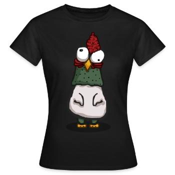 Verrücktes Huhn mit großen Augen - Frauen T-Shirt - Schwarz - Vorne - AI Model Female 172 dark (172cm)