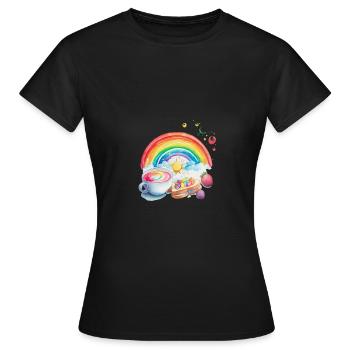 MITTAGESSEN - REGENBOGEN - Frauen T-Shirt - Schwarz - Vorne - AI Model Female 172 dark (172cm)