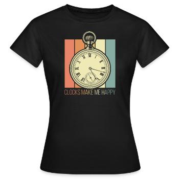 Uhren machen mich glücklich - Frauen T-Shirt - Schwarz - Vorne - AI Model Female 172 dark (172cm)