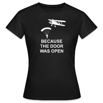 Parachutisme porte ouverte - parachutisme, cadeau - T-shirt Femme - noir - Devant - AI Model Female 172 dark (172cm)