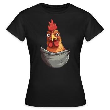 Chicken In Pocket - Frauen T-Shirt - Schwarz - Vorne - AI Model Female 172 dark (172cm)