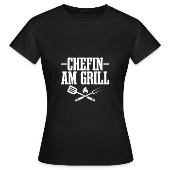Chefin am Grill Grillen Grillsaison BBQ Geschenk - Frauen T-Shirt - Schwarz - Vorne - AI Model Female 172 dark (172cm)