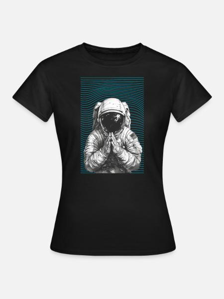 Betender Astronaut - Frauen T-Shirt - Schwarz