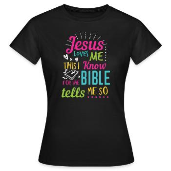 Jésus Design Oui Jésus m’aime Idée cadeau d’anniversaire - T-shirt Femme - noir - Devant - AI Model Female 172 dark (172cm)