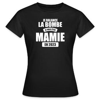 je balance la bombe je vais etre mamie en 2023 - T-shirt Femme - noir - Devant - AI Model Female 172 dark (172cm)