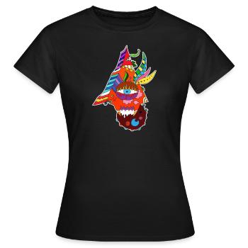 Doodle Monstre - T-shirt Femme - noir - Devant - AI Model Female 172 dark (172cm)