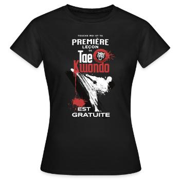 Taekwondo Art Martial, Première Leçon Self-Défense - T-shirt Femme - noir - Devant - AI Model Female 172 dark (172cm)