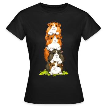 Meerschweinchen Turm Kunststücke - Frauen T-Shirt - Schwarz - Vorne - AI Model Female 172 dark (172cm)