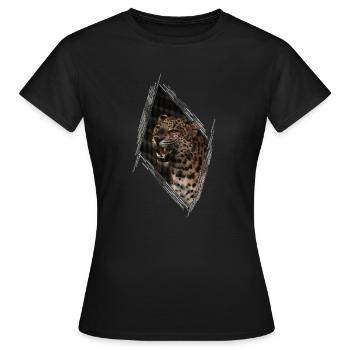 Leopard - Frauen T-Shirt - Schwarz - Vorne - AI Model Female 172 dark (172cm)