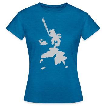 Figurine Kendo - ENCRE - T-shirt Femme - bleu saphir antique chiné - Devant - AI Model Female 172 dark (172cm)