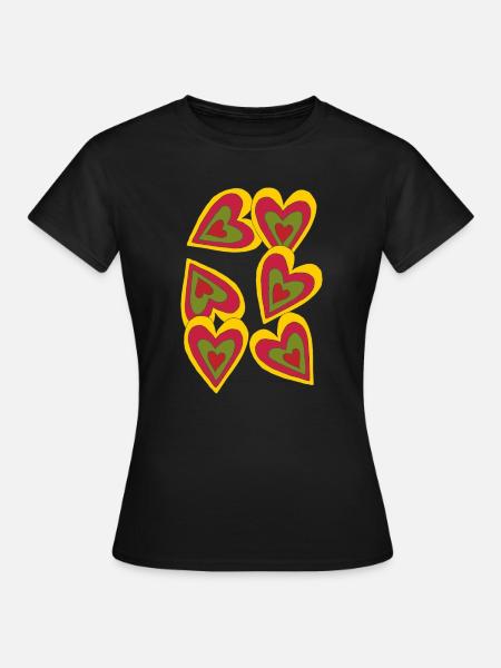 herzen on fire - Frauen T-Shirt - Schwarz