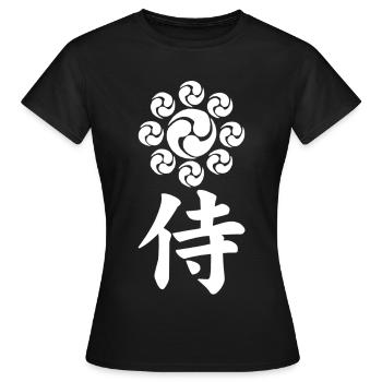 Samurai-Emblem des Uesugi-Clans (weiß) - Frauen T-Shirt - Schwarz - Vorne - AI Model Female 172 dark (172cm)