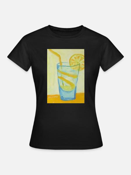 Zitronen Glas Cocktail - Frauen T-Shirt - Schwarz