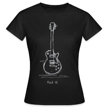 Motif du rock à la guitare craie - T-shirt Femme - noir - Devant - AI Model Female 172 dark (172cm)