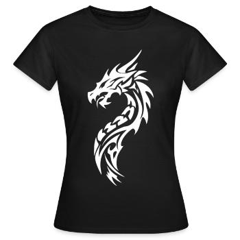 Tribal Dragon Silhouette - T-shirt Femme - noir - Devant - AI Model Female 172 dark (172cm)