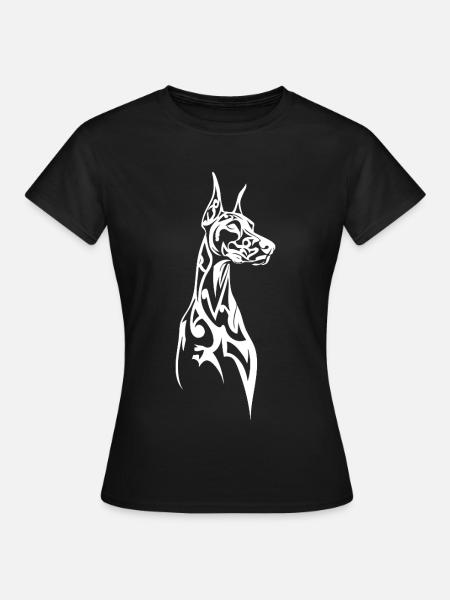 Linienkunst Dobermann Profil - Frauen T-Shirt - Schwarz