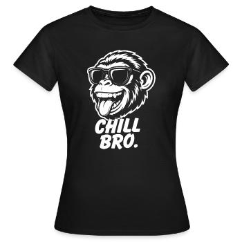 Chill Bro Affe Sonnenbrille Zunge Grafik - Frauen T-Shirt - Schwarz - Vorne - AI Model Female 172 dark (172cm)