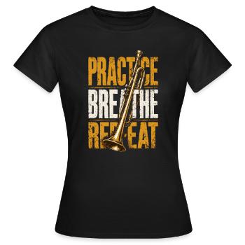Repeat-Music Trumpet Trumpeter Musician - Women's T-Shirt - black - Front - AI Model Female 172 dark (172cm)