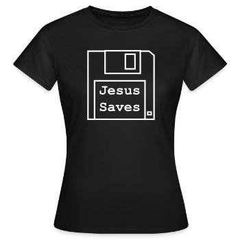 Jesus Saves - Floppy Disk - Women's T-Shirt - black - Front - AI Model Female 172 dark (172cm)