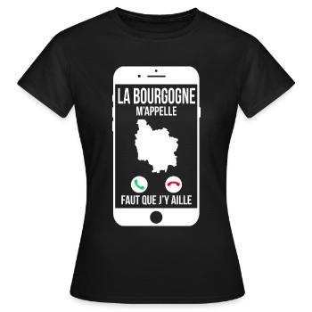 La Bourgogne m'appelle - Faut que j'y aille - T-shirt Femme - noir - Devant - AI Model Female 172 dark (172cm)