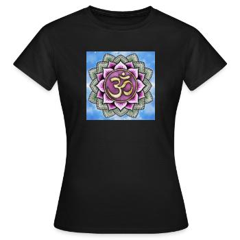 Om Zeichen in Lotusblume - Frauen T-Shirt - Schwarz - Vorne - AI Model Female 172 dark (172cm)