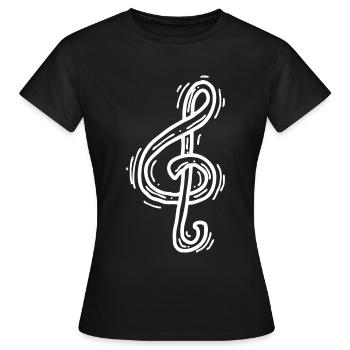Fröhliche Musiknote - Frauen T-Shirt - Schwarz - Vorne - AI Model Female 172 dark (172cm)
