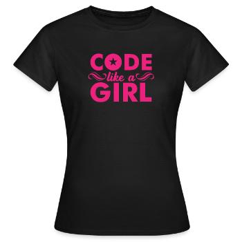 CODE like a GIRL - T-shirt Femme - noir - Devant - AI Model Female 172 dark (172cm)