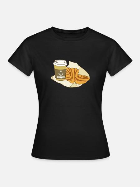 Franzbrötchen & Kaffee - Frauen T-Shirt - Schwarz