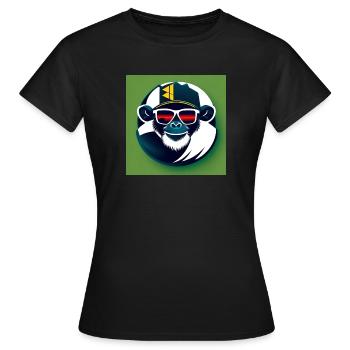 Hyperstylischer Schimpanse mit Brille und Mütze - Frauen T-Shirt - Schwarz - Vorne - AI Model Female 172 dark (172cm)