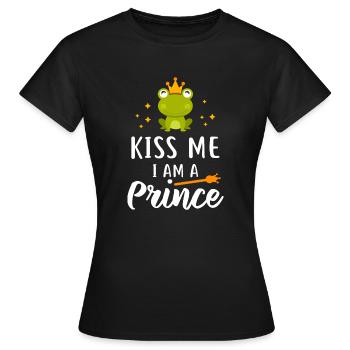 Embrasse-moi, je suis un prince - T-shirt Femme - noir - Devant - AI Model Female 172 dark (172cm)