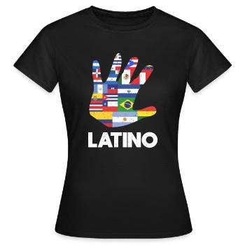 Latino Amérique latine Drapeaux Blanc - T-shirt Femme - noir - Devant - AI Model Female 172 dark (172cm)