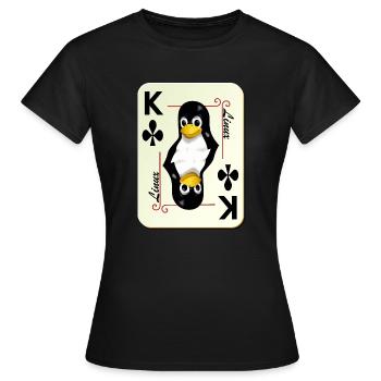 Linux player card with a Penguin - Women's T-Shirt - black - Front - AI Model Female 172 dark (172cm)