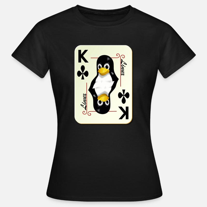 Linux-Spielkarte mit einem Pinguin - Frauen T-Shirt - Schwarz