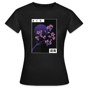 VAPORWAVE CHERRY BLOSSOM Cherry Blossom Gift - Women's T-Shirt - black - Front - AI Model Female 172 dark (172cm)