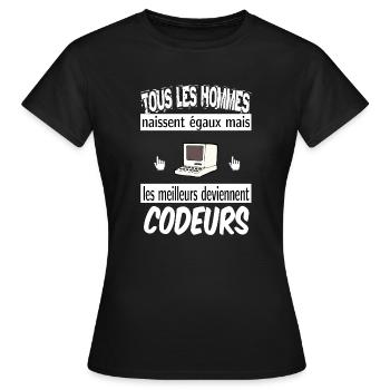 codeurs - T-shirt Femme - noir - Devant - AI Model Female 172 dark (172cm)