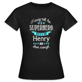 Superheld Henry - Frauen T-Shirt - Schwarz - Vorne - AI Model Female 172 dark (172cm)