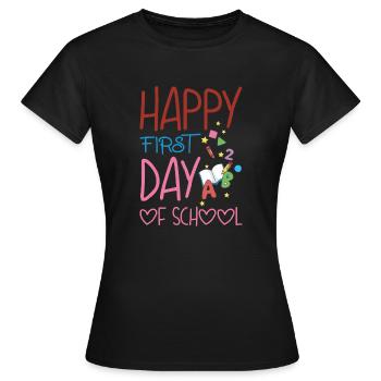 Glücklicher erster Schultag - Frauen T-Shirt - Schwarz - Vorne - AI Model Female 172 dark (172cm)