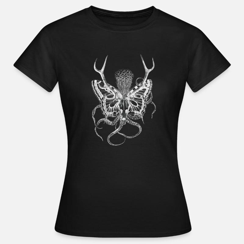 Surreal artwork, psychedelic deer skull - Women's T-Shirt - black