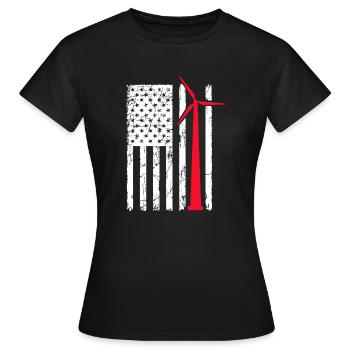 usa flag wind turbine Design for a usa enthusiast - Frauen T-Shirt - Schwarz - Vorne - AI Model Female 172 dark (172cm)