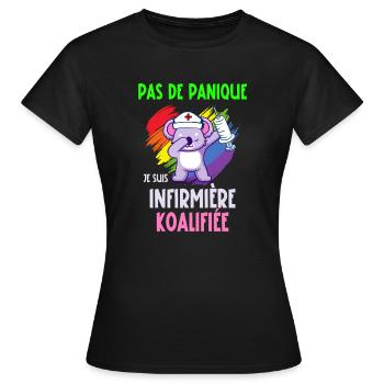 infirmière koalifiée - T-shirt Femme - noir - Devant - AI Model Female 172 dark (172cm)