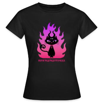 Verzauberte schwarze Katze - Frauen T-Shirt - Schwarz - Vorne - AI Model Female 172 dark (172cm)