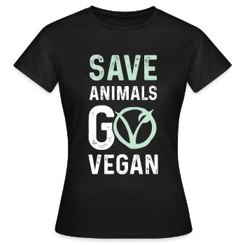 Animal welfare vegan - Women's T-Shirt - black - Front - AI Model Female 172 dark (172cm)